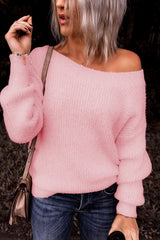 Rosa Strickpullover mit Cut-Outs