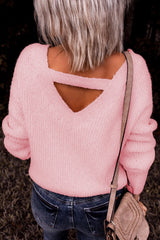 Rosa Strickpullover mit Cut-Outs