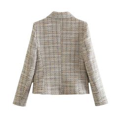 F00171026 Casual Textured Double Breasted Blazer