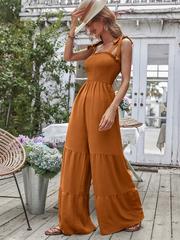 Ruffled Tether Wide Legs Jumpsuits