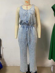 Eaby Lockerer ärmelloser Jeans-Jumpsuit