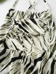 Vintage Zebra Pattern Printing Slip Dress Elegant Slim Fit All Match