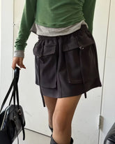 Minirock mit elastischer Taille, Kordelzug und zwei Taschen