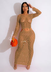 Robe de plage décontractée en tricot fait main avec découpes et sequins