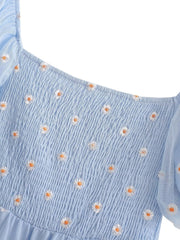 Schwarzes lockeres Büro-Polka-Midikleid mit hoher Taille