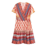 Printed Fresh High Waist Short Sleeve Dress