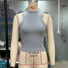 Personalized Fitness Sunken Stripe Top Cropped Slim Fit Tank Top