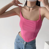 Corset désossé à la taille, caraco court et ajusté, coupe ajustée, sous-vêtement à rayures latérales