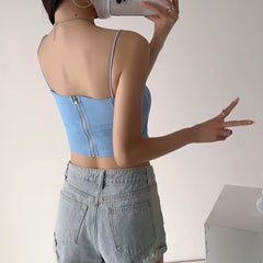 Boning Corset Waist Tight Curved Short Camisole Slim Fit Inner Wear Side Stripe Vest