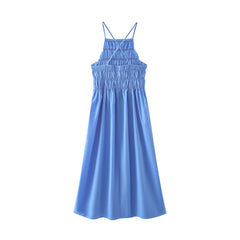 Strap Back Cross Pull Elastic Strap Dress Long