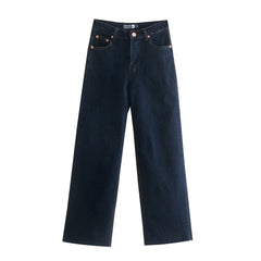 Jean droit amincissant taille haute assorti pour l'automne