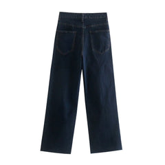 Jean droit amincissant taille haute assorti pour l'automne