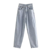 Retro High Waist Loose Plissee Straight Casual Slimming Jeans