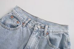 Retro High Waist Loose Pleated Straight Casual Slimming Jeans