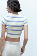 Short round Neck Ice Silk Short Sleeve Knitted Blouse T shirt