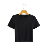 Short round Neck Ice Silk Short Sleeve Knitted Blouse T shirt