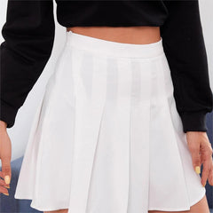 StHigh Waist White Pleated Skirt Inner Wear Base Solid Color Dress