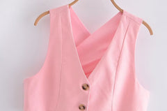 Costume français tout-match décoré rangée boutonnée gilet haut pantalon large croisé