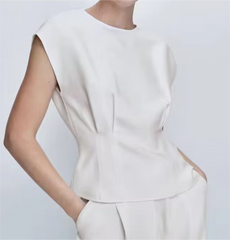 Slim Fit Waist Waist Trimming Short Sleeved Shirt