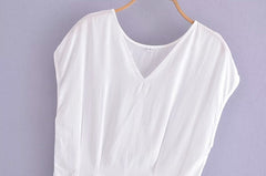 Slim Fit Waist Waist Trimming Short Sleeved Shirt