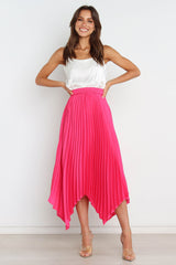 Einfarbiges, sonnengefaltetes, elastisches, lässiges, passendes Kleid mit hoher Taille