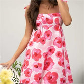 Trendiges Trägerkleid mit Spitzen-Tube-Top und Rosen-Print