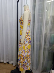 Robe trapèze à bretelles spaghetti et lacets, haut tube fendu