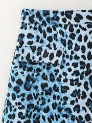 V neck Animal Pattern Printed Top Elegant Laminated Contrast Color Long Sleeves Shirt Hair