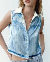 Short décontracté à imprimé denim de rue