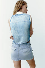 Lässige Shorts mit Street-Denim-Print