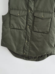 Cotton Padded Jacket Work Vest Army Green Vest Cardigan