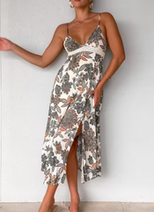 Robe vintage française à petites fleurs, à lacets, nœud, taille serrée, slim, dos nu, robe à bretelles