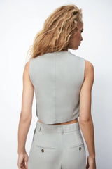 Träger V-Ausschnitt Slim Fit Einfarbige Weste