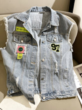 Gilet en jean bleu clair, petit manteau ample Bears Sense