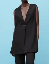 Einfarbige Rückseite mit Dekoration Weste Jacke Mantel