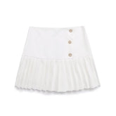High Waist Button Decoration Pleated Mini Skirt
