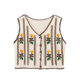 Frühe koreanische bestickte Strickweste im Retro-Stil, passend zu allen ausgehöhlten, ausgeschnittenen Kurzmantelwesten