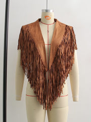 Gilet cardigan en daim à pompons tendance