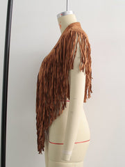 Gilet cardigan en daim à pompons tendance