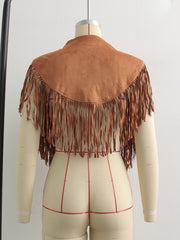 Gilet cardigan en daim à pompons tendance