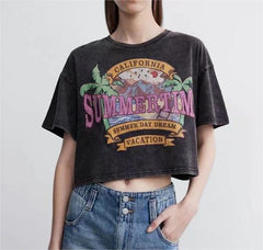 Mottled Distressed Printed Short Sleeved T shirt