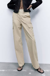 Gerade geschnittene Denim-Overalls mit Taschendekoration, Freizeithose