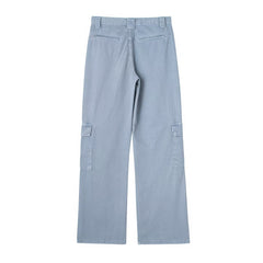 Gerade, lockere Jeanshose mit hoher Taille und weitem Bein