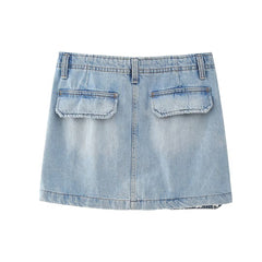 Jupe en jean avec décoration de poche française