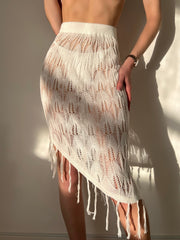 Beach Cover Up Bikini Tassel Seaside Skirt Sun Protection Cutout Overskirt