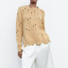 Rundhalspullover Oberbekleidung Lockerer, kurzärmeliger Pullover Innen Gestricktes Unterhemd