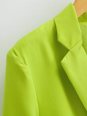 Commuting Wear Fluorescent Green Pocket One Button Blazers