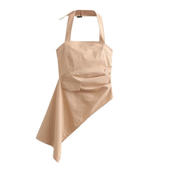Backless Halter Side Zipper Strapless Asymmetric Top
