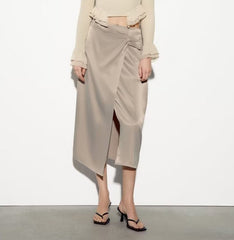 High Waist Solid Color Bow Tie Pleated Skirt