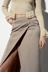 High Waist Solid Color Bow Tie Pleated Skirt